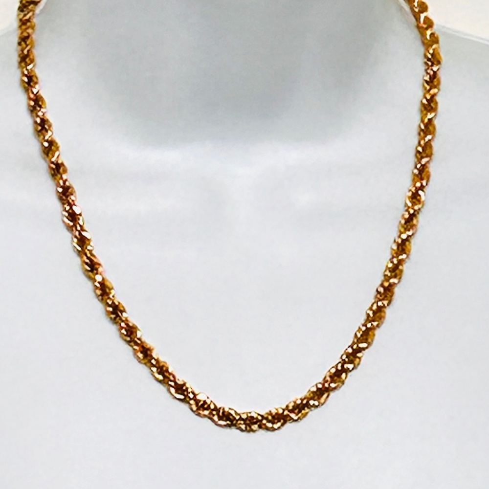 Vintage Signed Napier Gold Tone Solid Twisted Rope Chain Necklace 16” Heavy